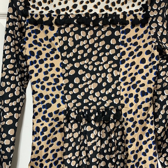 NEVER FULLY DRESSED Edna Leopard Print Tassel Midi Shirt Dress Size S - Picture 8 of 11